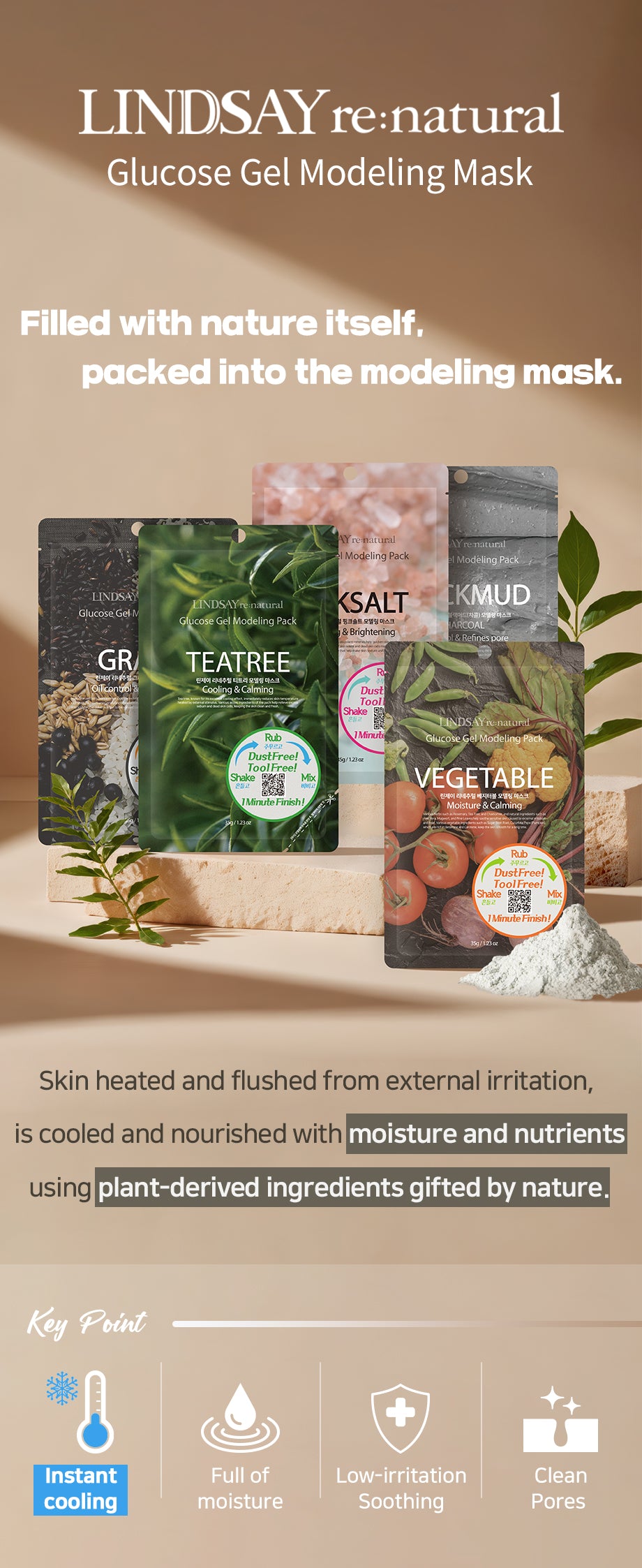 LINDSAY Korean Modeling Mask Pack PinkSalt 5 PCS