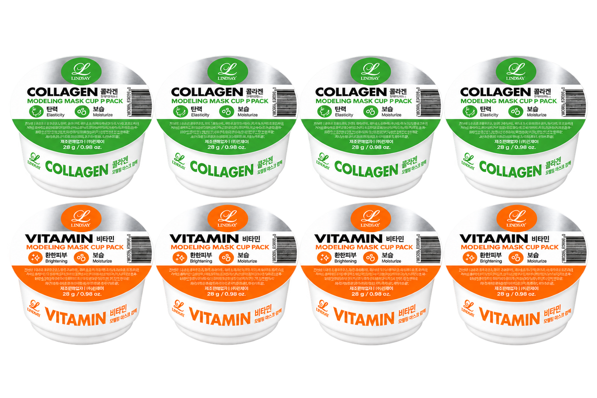 Lindsay Korean Collagen 4PCS & Vitamin 4PCS Modeling Mask Cup Pack