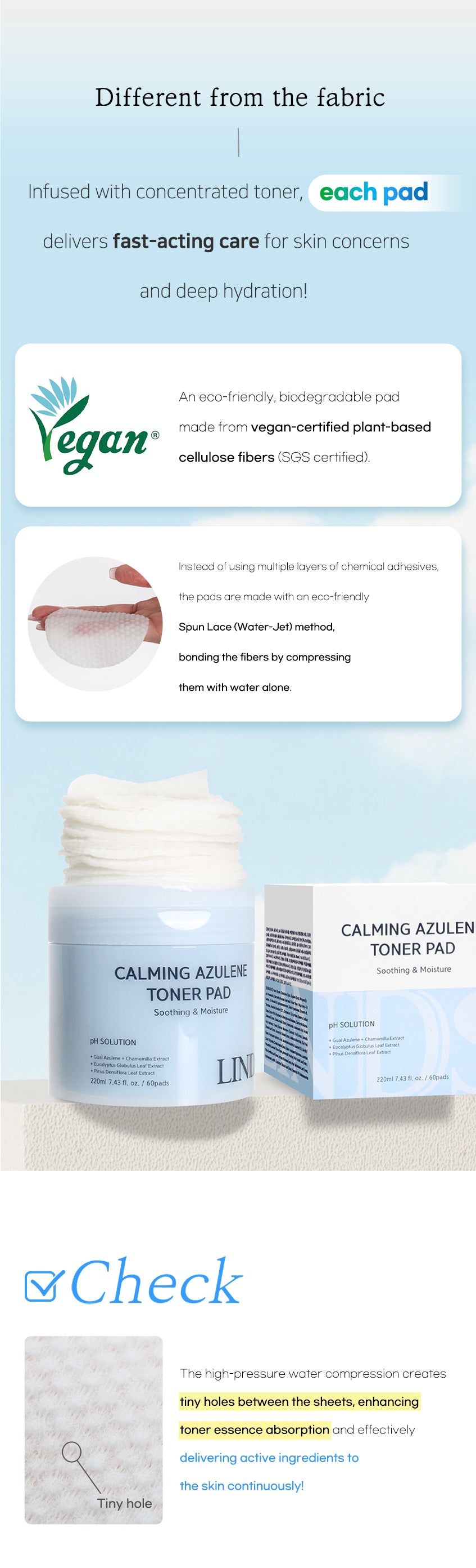 LINDSAY PH Solution Azulene Calming Toner Pad 60PADS 220ML