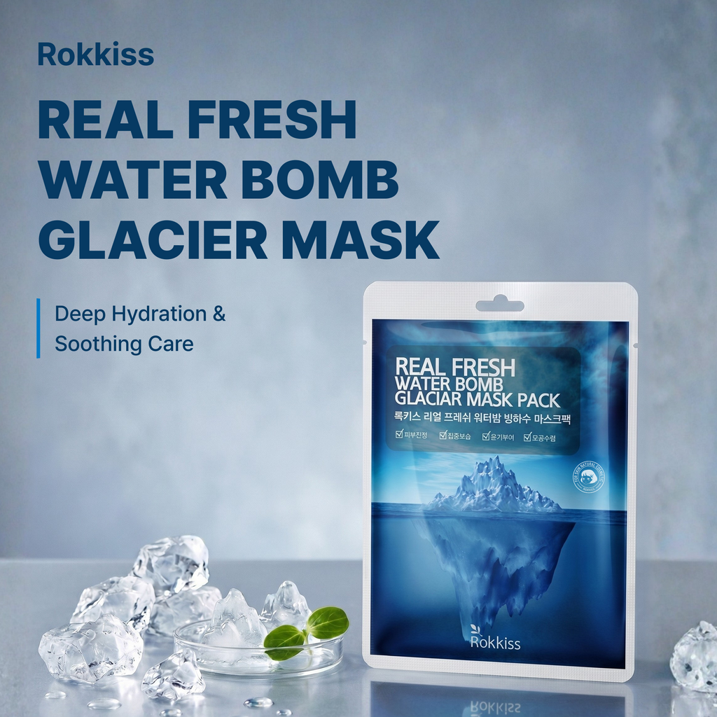 ROKKISS Real Fresh Water Bomb Glaciar Korean Face Mask 1 PC