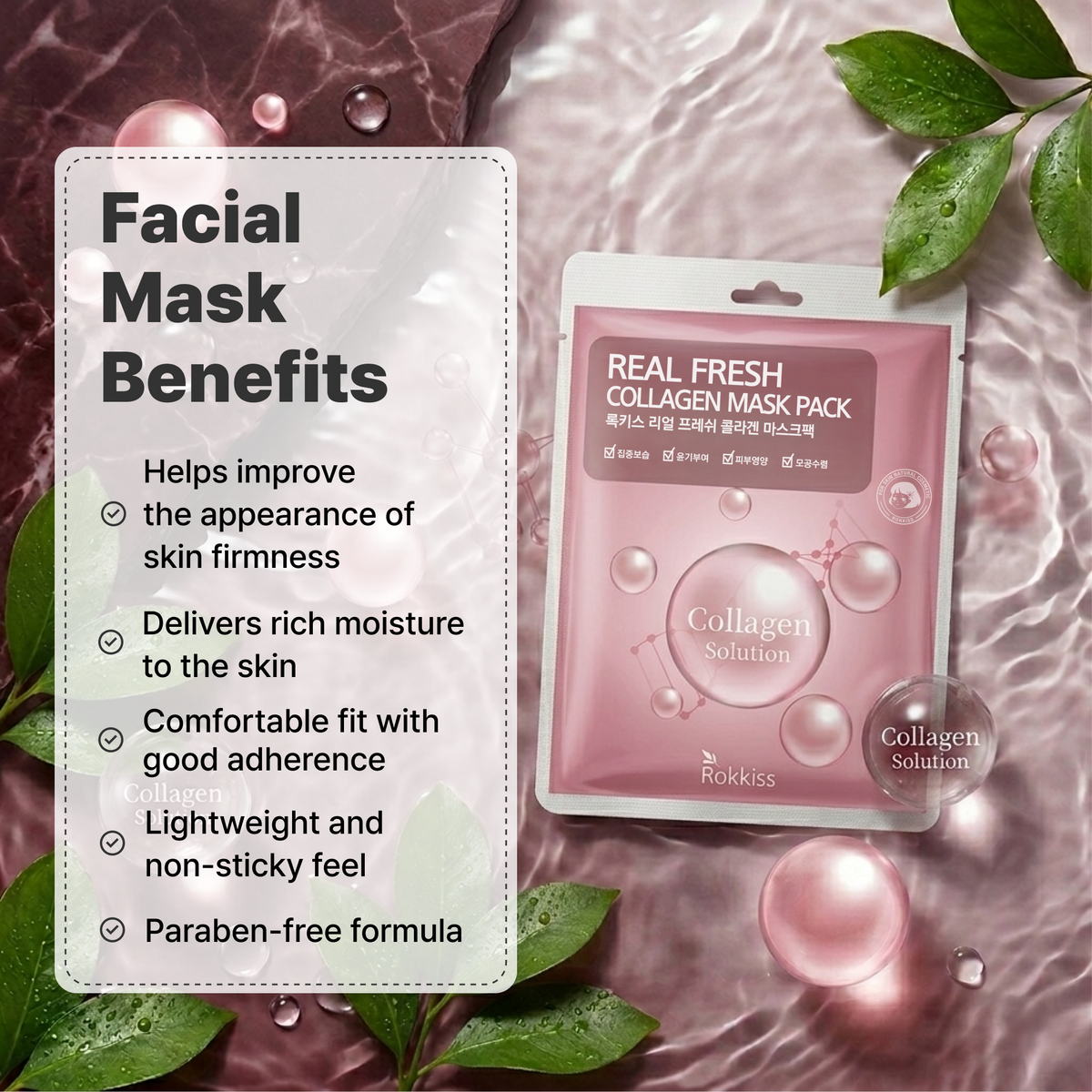 ROKKISS Real Fresh Collagen Korean Face Mask 1 PC