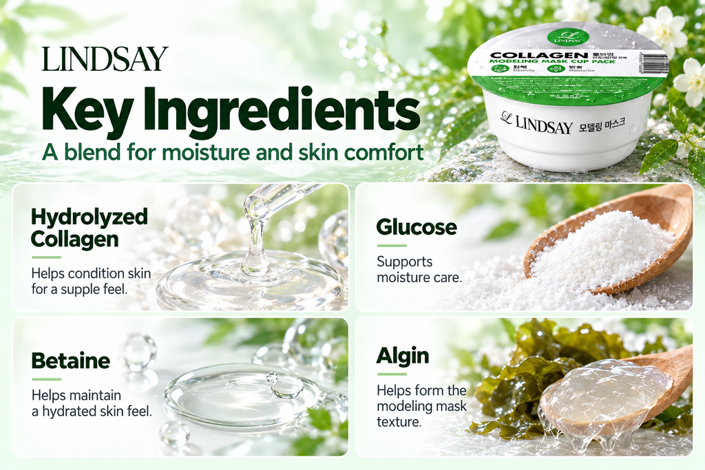 Lindsay Korean Collagen 2PCS & Vitamin 2PCS Modeling Mask Cup Pack