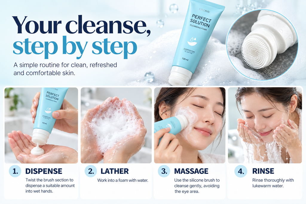 LINDSAY Cleansing Foam with Silicone Brush 120G