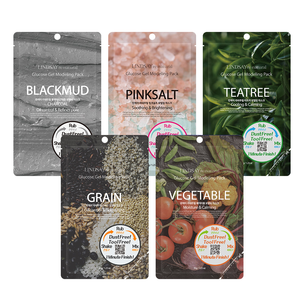 LINDSAY re: natural Glucose Gel Modeling Mask Pack BLACKMUD 5 PCS
