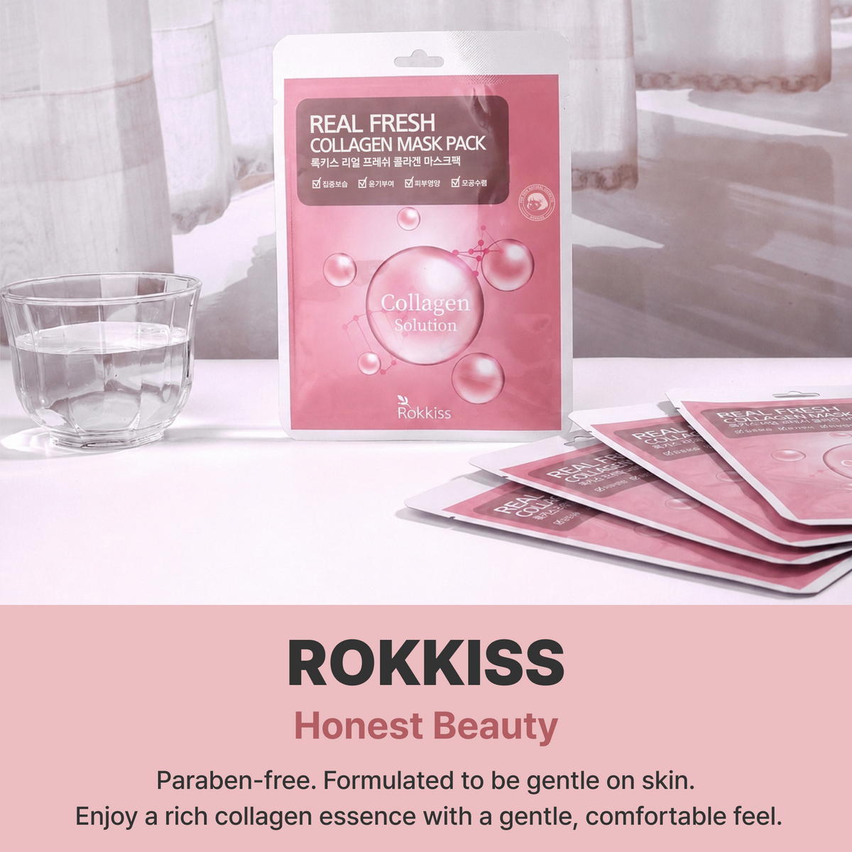 ROKKISS Real Fresh Collagen Korean Face Mask 10 PCS