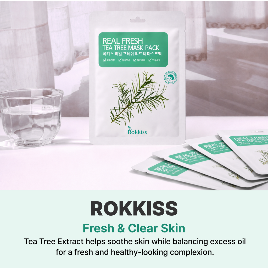 قناع الوجه الكوري من روكيس بخلاصة شجرة الشاي المنعشة، 10 قطع