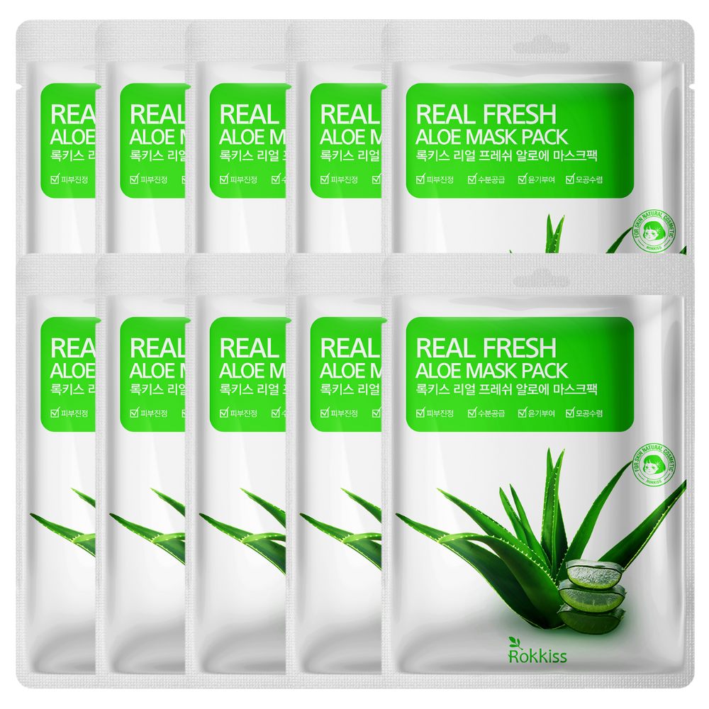 ROKKISS Real Fresh Aloe Korean Face Mask 10 PCS