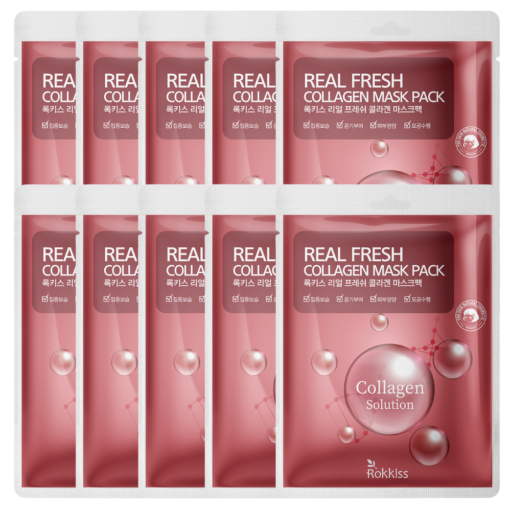 ROKKISS Real Fresh Collagen Korean Face Mask 10 PCS
