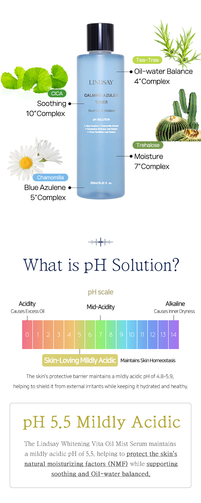 LINDSAY PH Solution Azulene Calming Toner 250ML