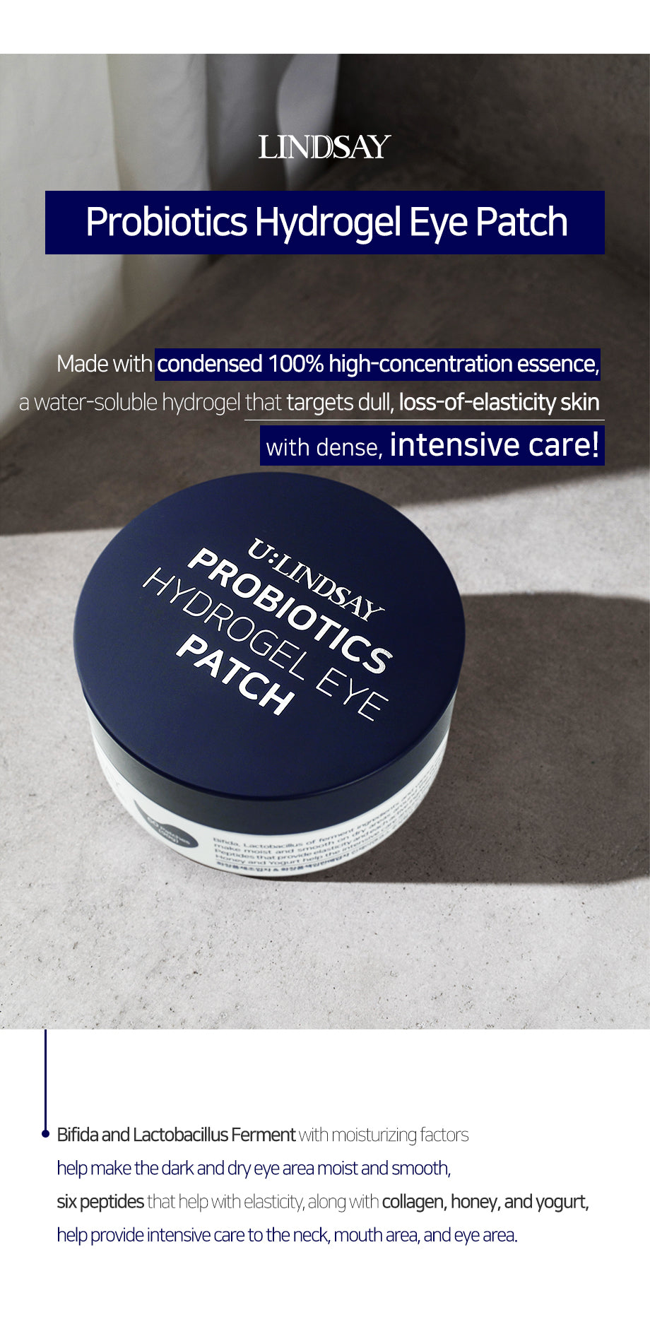 LINDSAY Probiotics Hydrogel Eye Patch 60EA