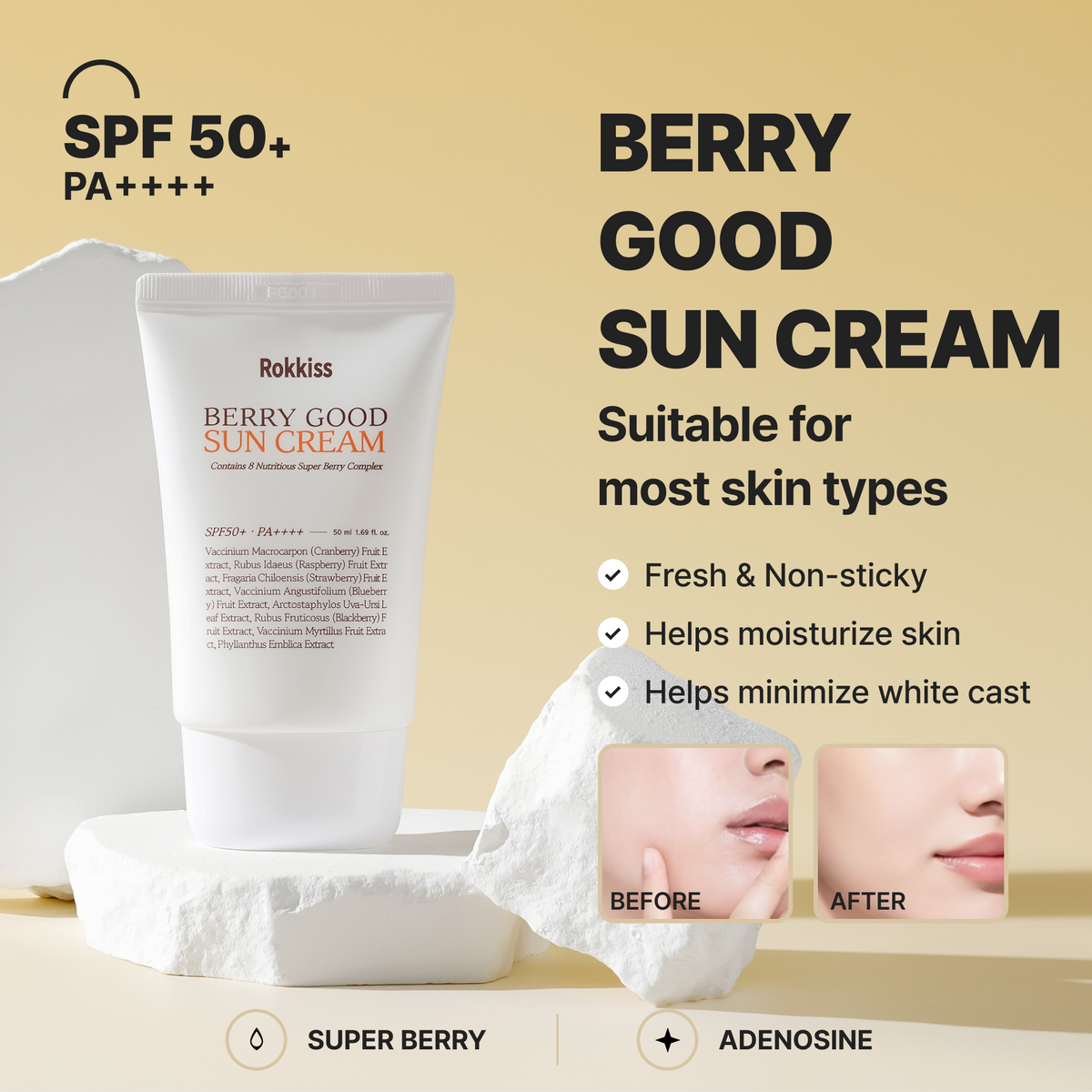 Rokkiss Berry Good Sunscreen SPF50+ PA++++ (50 ml)