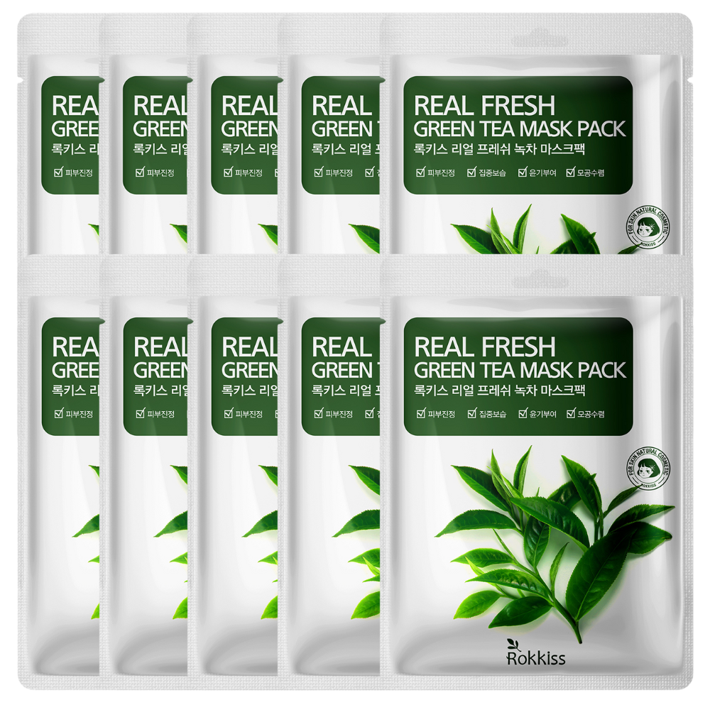 ROKKISS Real Fresh Green Tea Korean Face Mask 10 PCS