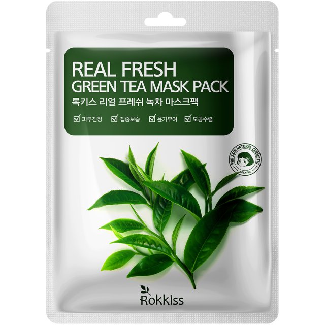 ROKKISS Real Fresh Korean Face Mask Set 10 PCS (Collagen, Aloe, Green Tea, Tea Tree, Water Bomb)